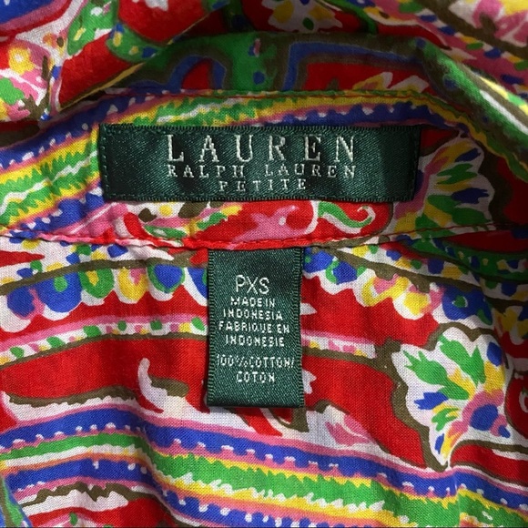Lauren Ralph Lauren Red Floral 3/4 Sleeve Button Up - Picture 4 of 4
